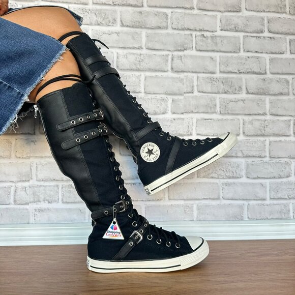 ⭐Converse Chuck Taylor XXHi Leather Straps 9.5 Women Sneaker Boots Black A16600C - Picture 6 of 8
